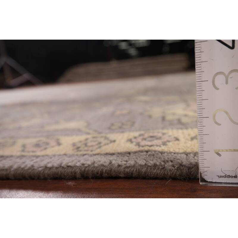 All-Over Grey Oushak Indian Area Rug Handmade Wool Carpet - 9'0"x 11'9"