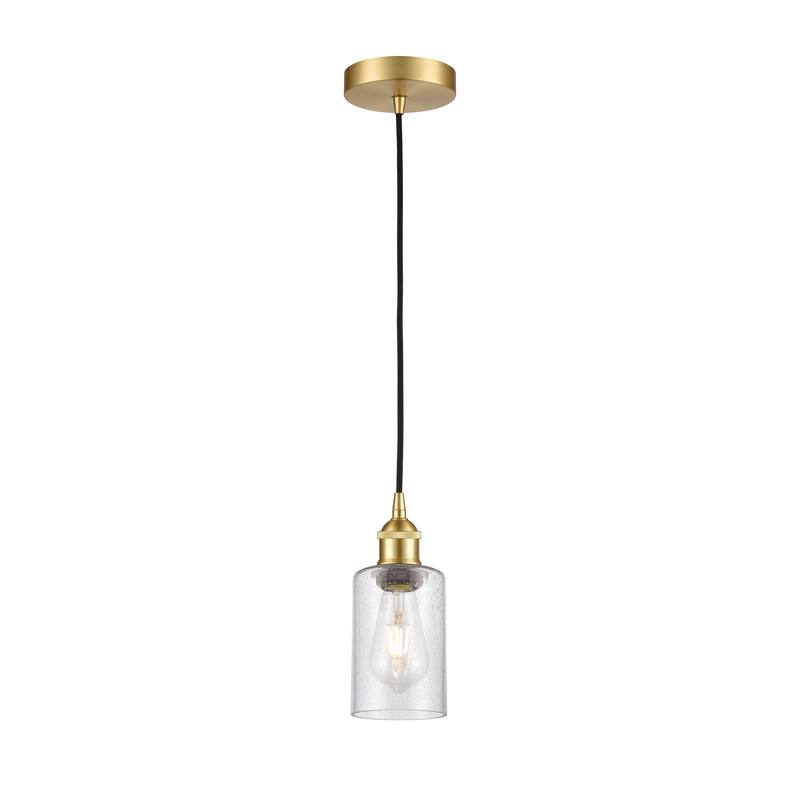 Innovations Lighting Clymer - 1 Light 4" Cord Hung Mini Pendant - Satin Gold/Seedy