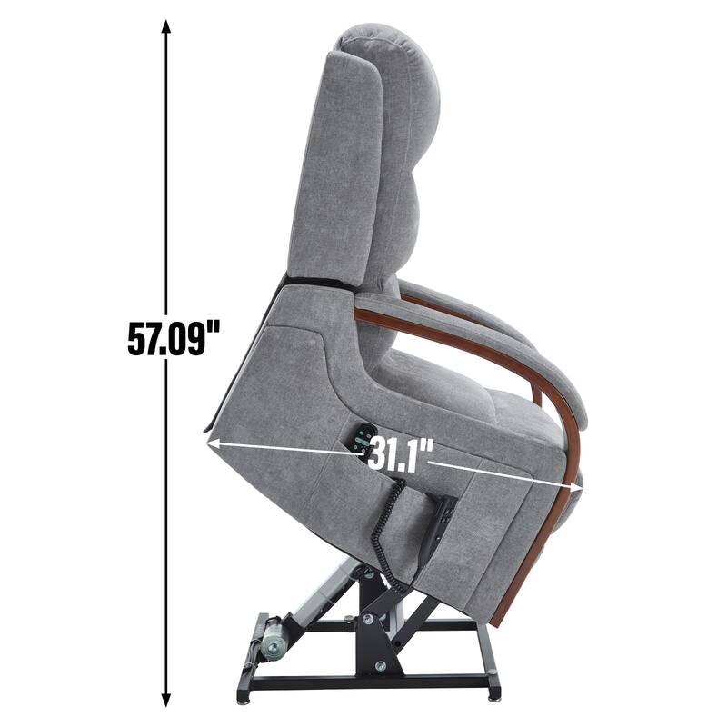 Power Lift Recliner Chair Dual Motor Infinite Position with Solid Wood Armrests, Heat Massage and Heavy Duty Motion Mechanism