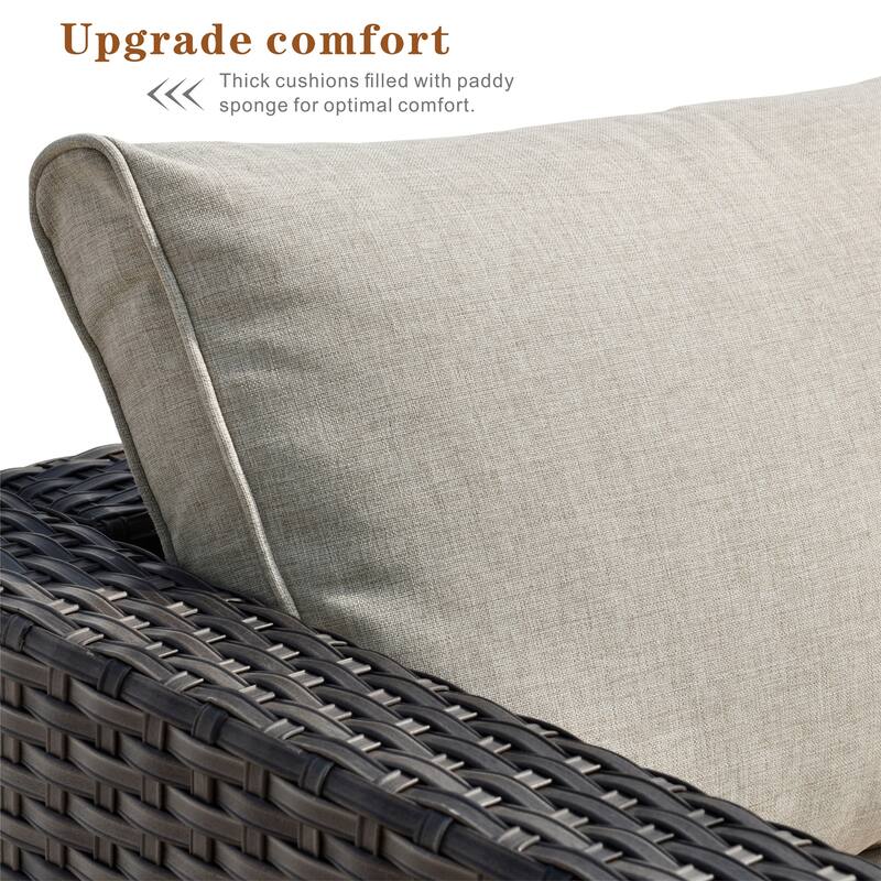 OVIOS Deep Seat Wicker 5-piece Sectional Set