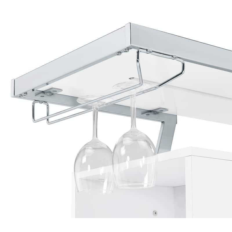 Araceli White High Gloss Freestanding LED Home Bar Cabinet