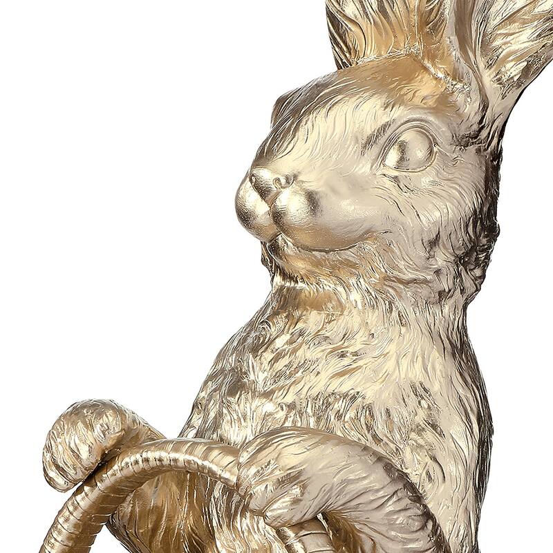 17" Resin Bunny With Floral Edged Basket