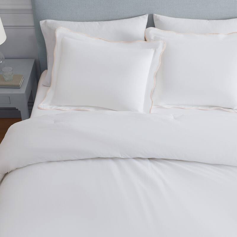 Martha Stewart Simple Scallop Cotton Duvet Cover Set