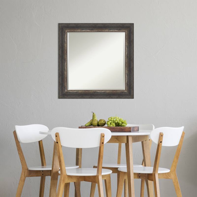Beveled Wall Mirror - Bark Rustic Char Frame