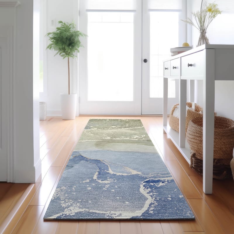 Premium Washable Super Soft Abstract Flow Contemporary Mayfield Rug - Blue - 2' 3" x 7' 6" - Runner