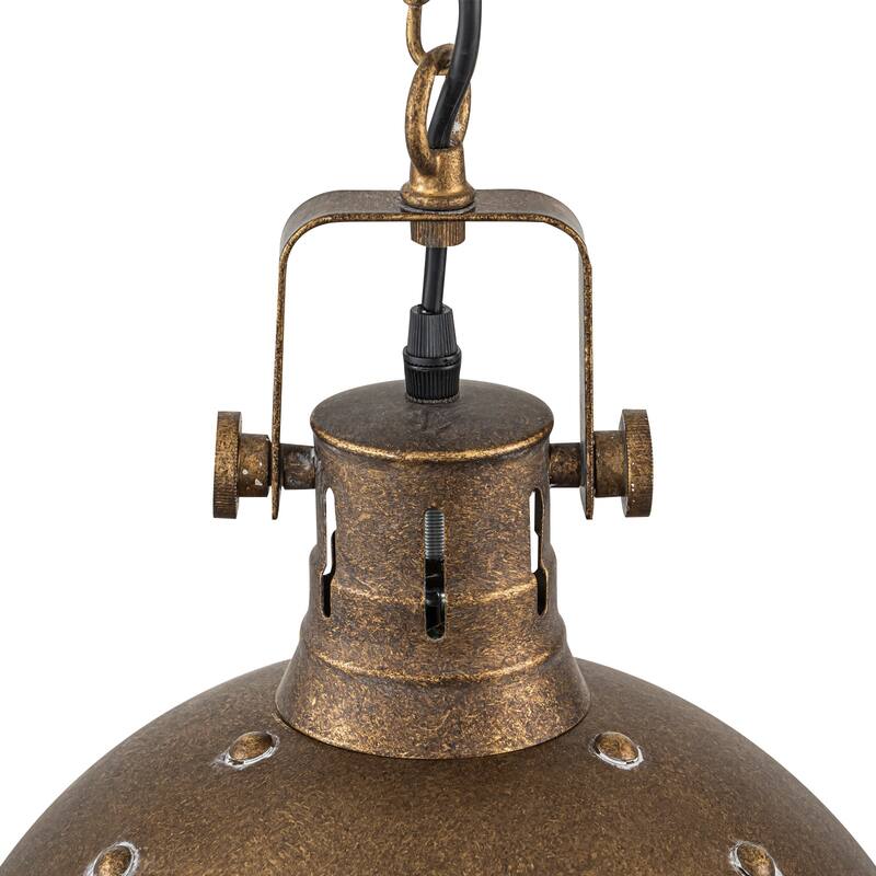 1-Light Antique Gold Chandelier 11.8in. Metal Dome Pendant Light - Antiqued Gold - 11.8''W