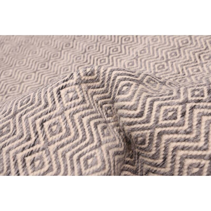 ECARPETGALLERY Flat-Weave Nevada Grey Wool Kilim - 5'1 x 7'4