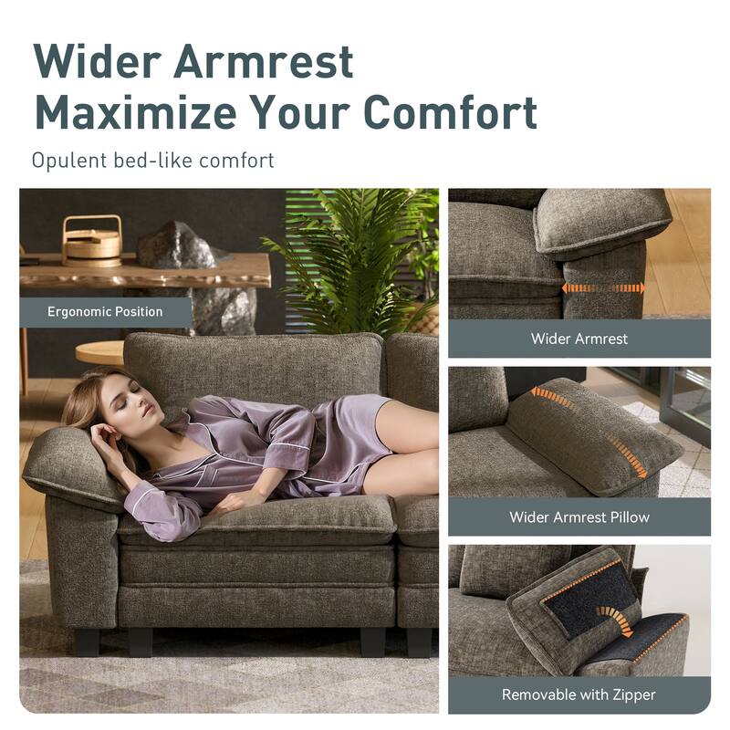 MAISON ARTS 2-Piece Living Room Sofa Set, Comfy 3/4/5-Seater Modular Loveseat & Armchair with Throw Pillows