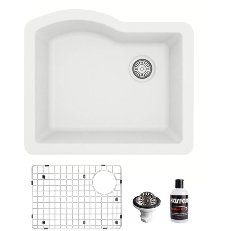 Karran USA QU-671-PK1 Quartz QU 24" Undermount Single Basin Quartz - White