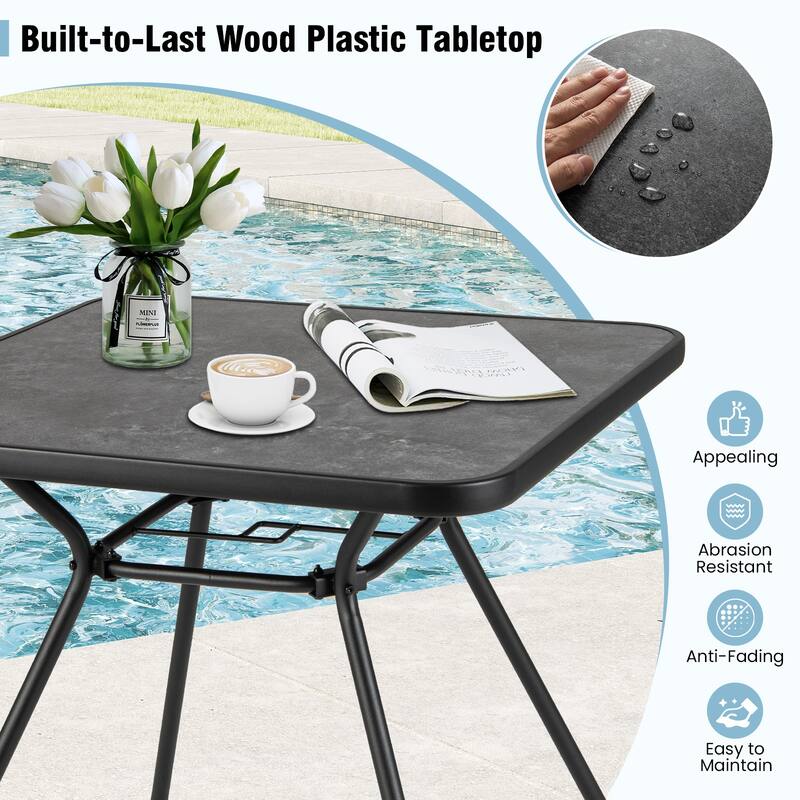 Gymax 32'' Patio Dining Table w/ 1.6'' Umbrella Hole & Lid DPC
