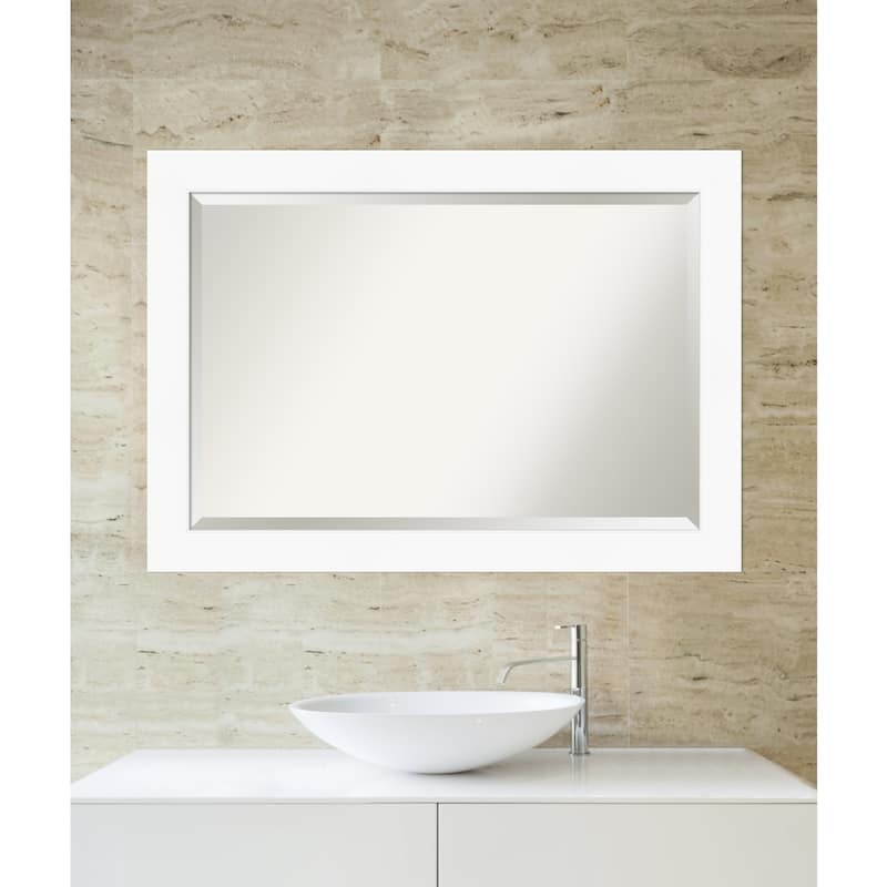 Beveled Bathroom Wall Mirror - Cabinet White Frame
