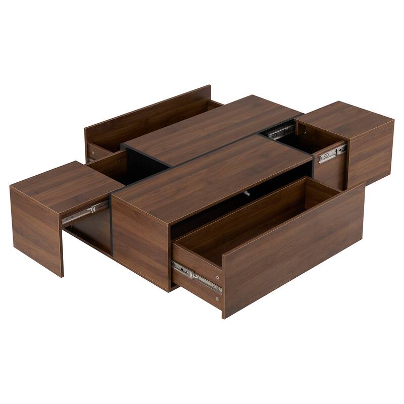 47.2" MDF Coffee Table with Sliding Top and Hidden Storage for Living Room