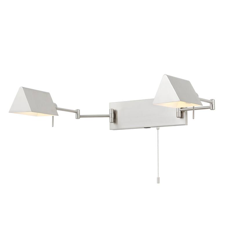 Curtis Farmhouse Swing Arm Plug-In or Hardwired Iron LED Wall Sconce with Pull-Chain with USB Charging Port, by JONATHAN Y
