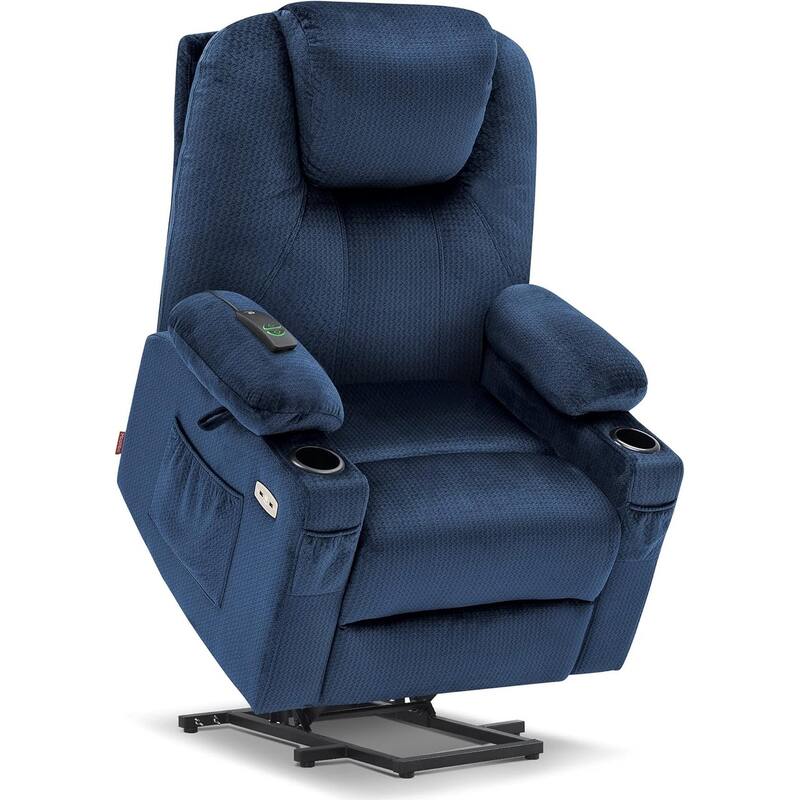 MCombo Large Power Lift Recliner Chair with Massage, Cup Holders, Extended Footrest, Fabric 7516