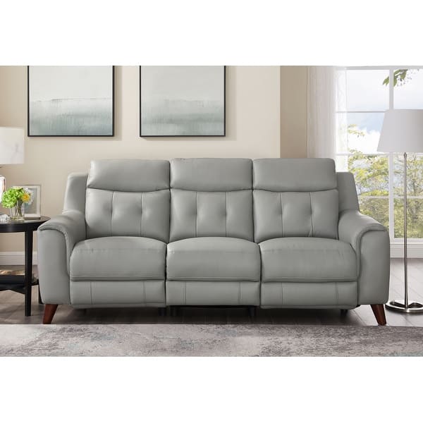 slide 1 of 4, Hydeline Torino Leather Power Reclining Sofa with USB-Ports Grey