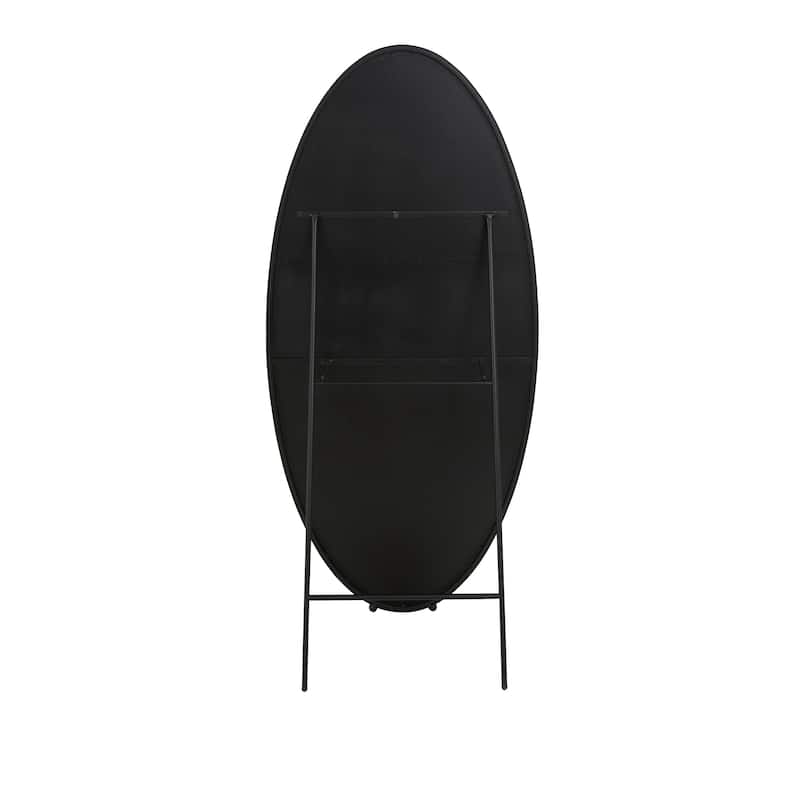 Silver Metal Oval Freestanding Room Floor Mirror with Ball Feet
