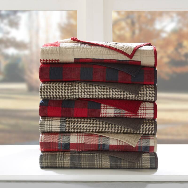 Woolrich Winter hills Tan Cotton Thread Count Printed Quilted Throw