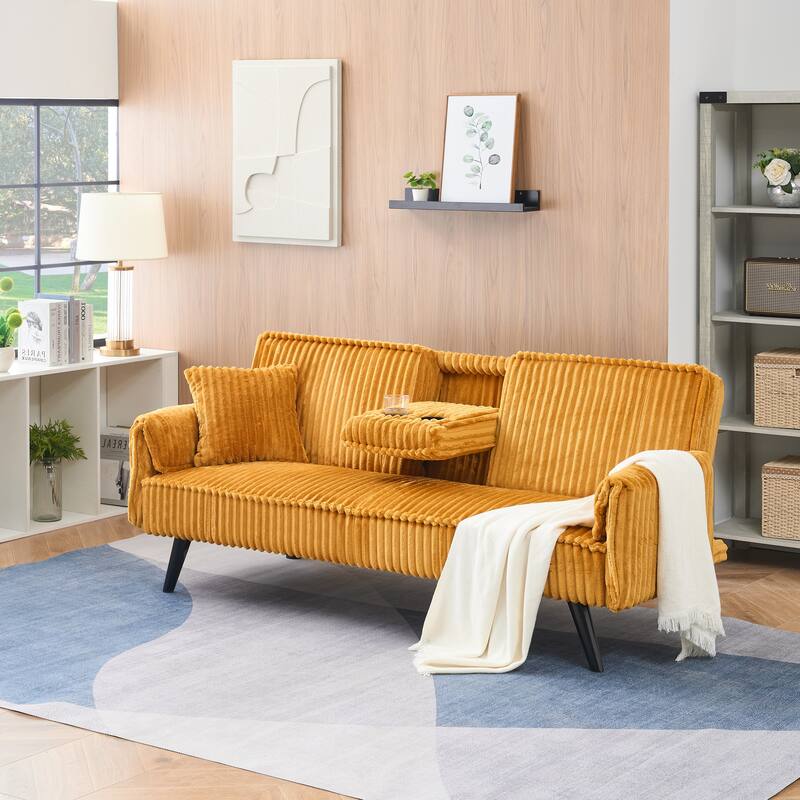 Minimalist Style Straight Line Corduroy Sofa