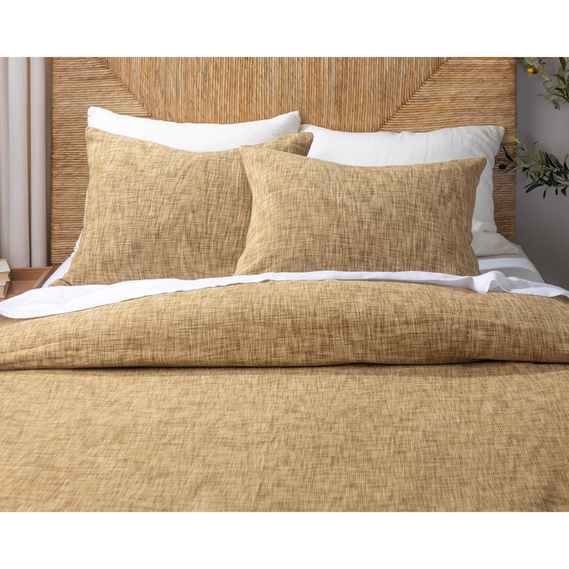 Dominic, Cotton, Ochre, Duvet Cover Set - Ochre - Queen
