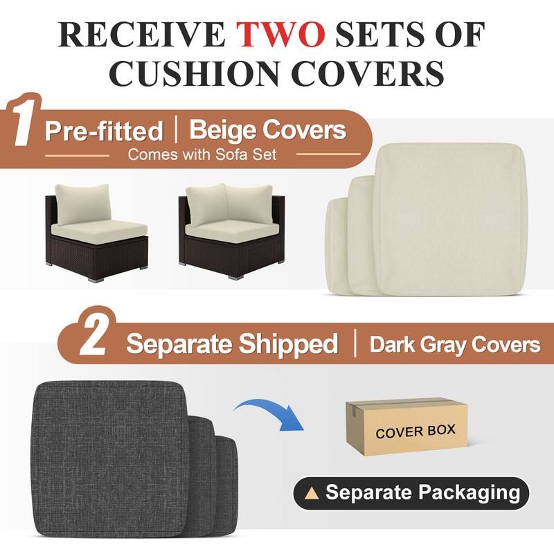 13-Piece Outdoor Wicker Patio Sectional Conversation Set with 43" CSA Fire Pit Table