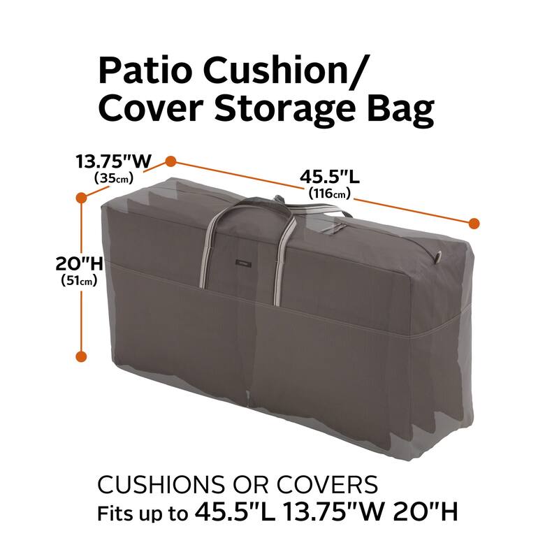 Classic Accessories Ravenna Water-Resistant 45.5 Inch Patio Cushion and Cover Storage Bag,