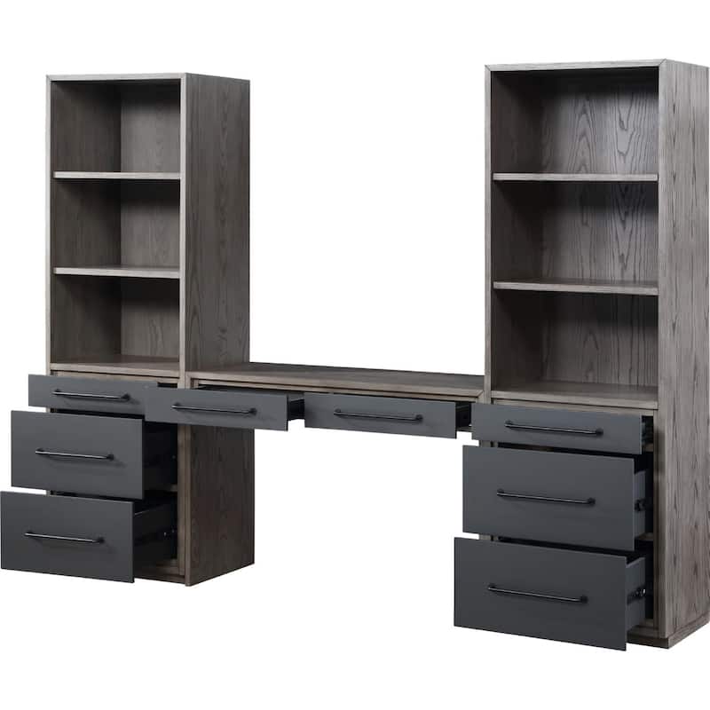 2 Drawers Wooden Writing Desk in Gray Oak Finish