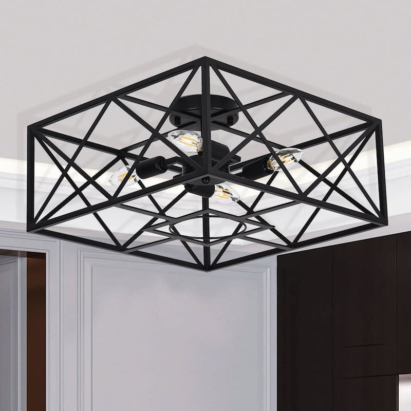 4-light rectangle ceiling light - Matte Black