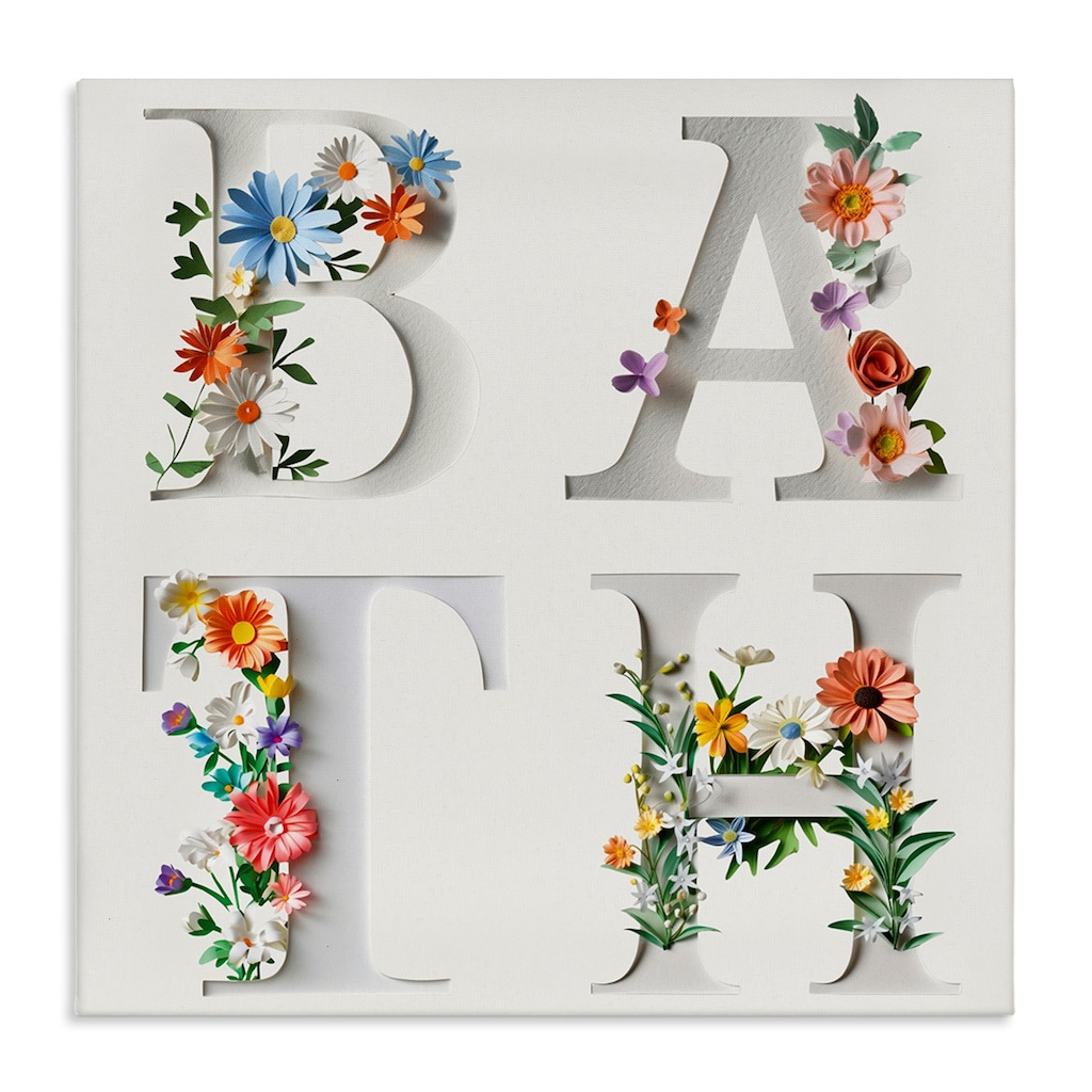 Stupell Floral Bath Typography Canvas Wall Art Design By Susan Arnot