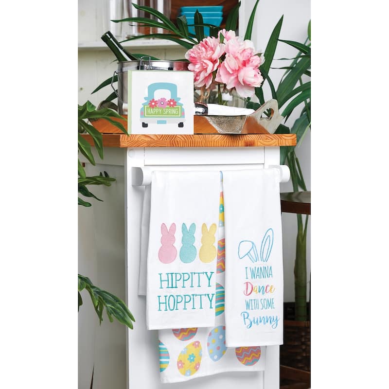 Happy Spring Truck Wood Block Shelf Sitter Centerpiece
