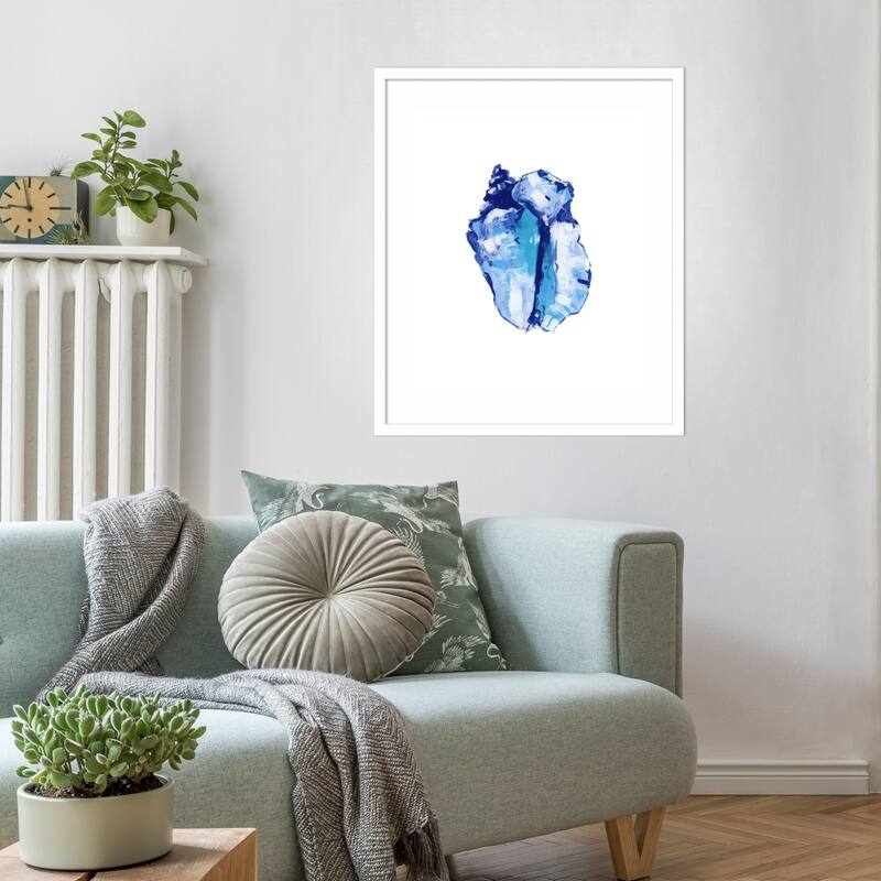 Blue Seashell On White Background No. 1 by Cartissi Wood Framed Wall Art Print