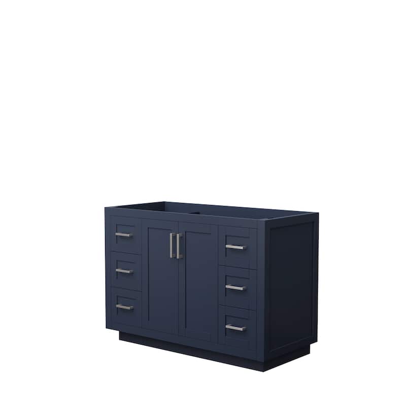 Miranda Single Bathroom Vanity Cabinet, No Mirror - 48-Inch Single - Dark Blue, Brushed Nickel Trim, No Top
