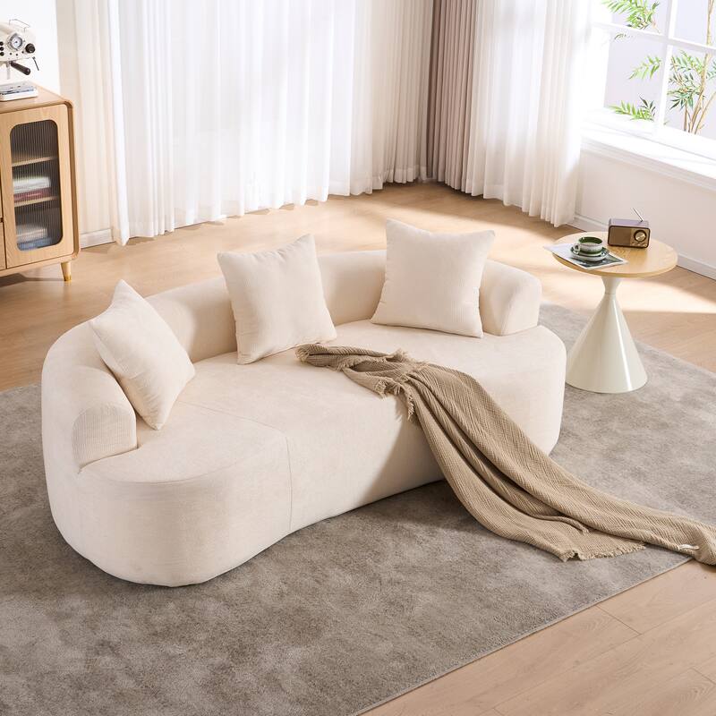 GDFStudio - Crescent-Shaped 67" Chenille Sofa with Self-Inflating Foam and Modular Design