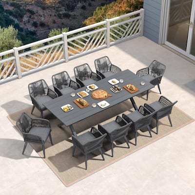 PURPLE LEAF PE Rattan Outdoor Dining Set with Aluminum Frame