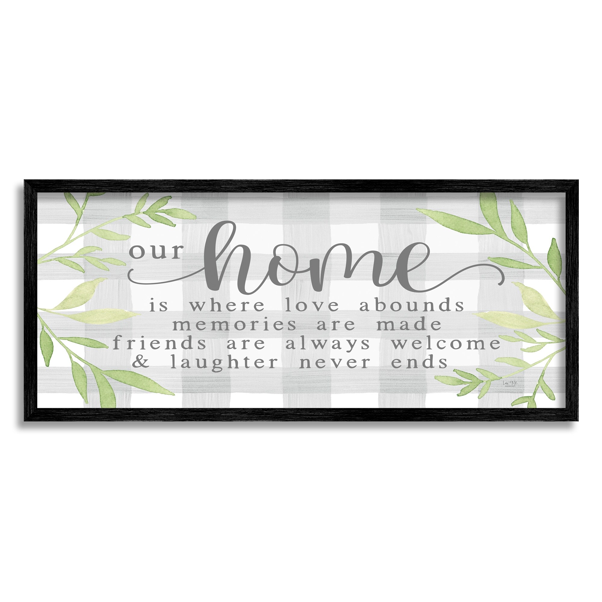 Stupell Gingham Our Home Phrase Framed Giclee Art Design by Lux + Me Designs