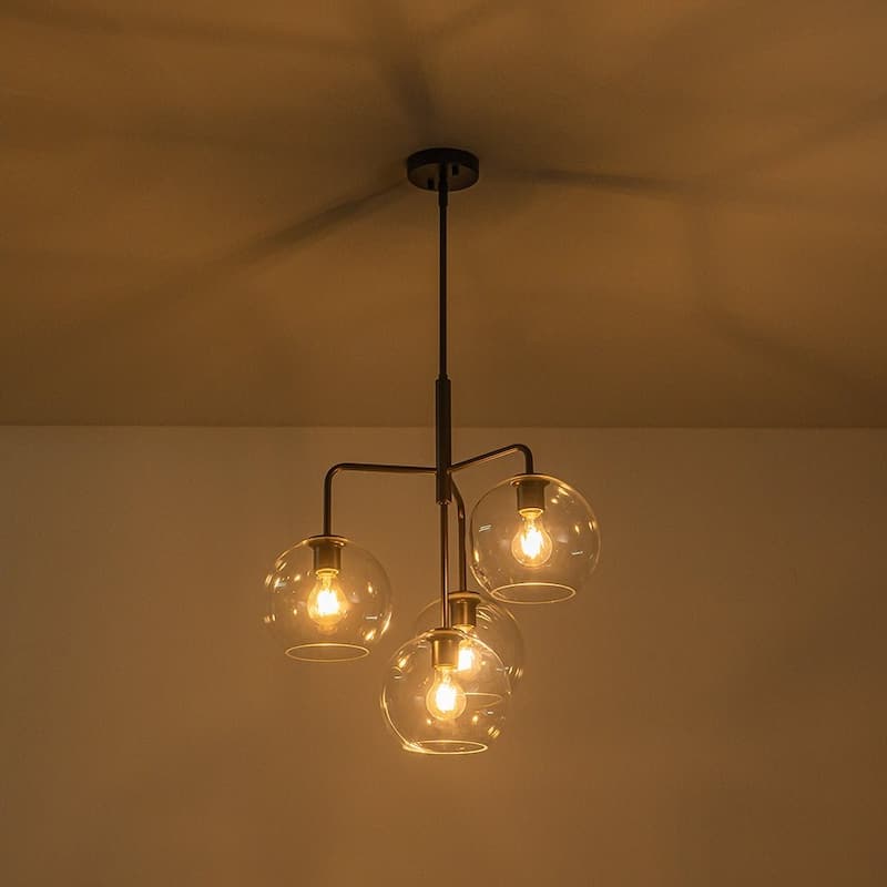 Contemporary Glass Globe 4-Light Sputnik Pendant Chandelier