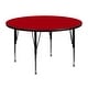 preview thumbnail 8 of 7, 48'' Round Thermal Laminate Activity Table - Adjustable Short Legs - 48"D x 48"W x 16.125" - 25.125"H Red
