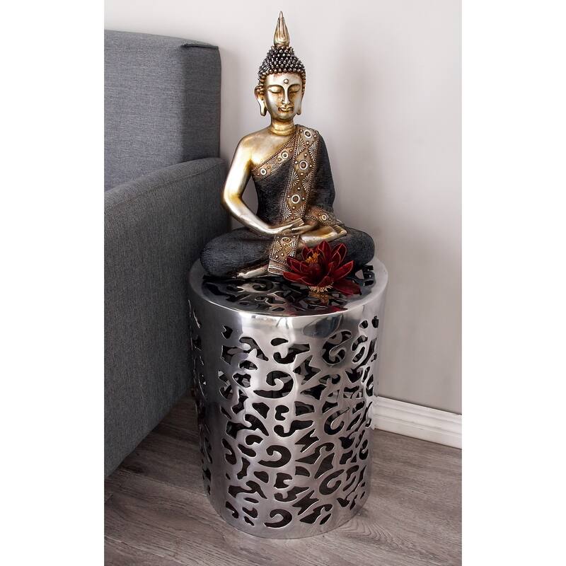 Aluminum Metal Scroll Accent Table - Silver - Roche River Decor - 13"W x 13"L x 18"H