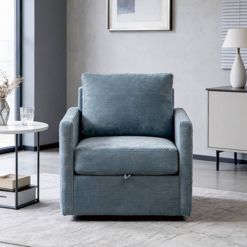 29.5"W Swivel Armchair with Hidden Storage,Club Chair Single Sofa with Pillow