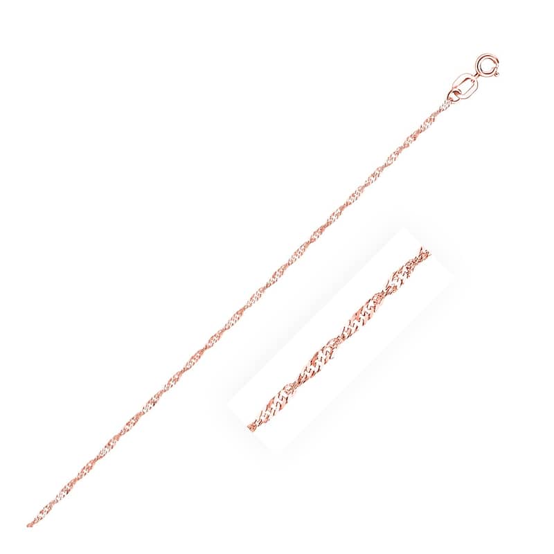 MayaMila 14k Solid Rose Gold Singapore Chain Necklace (1.00mm) Size 16"-24"
