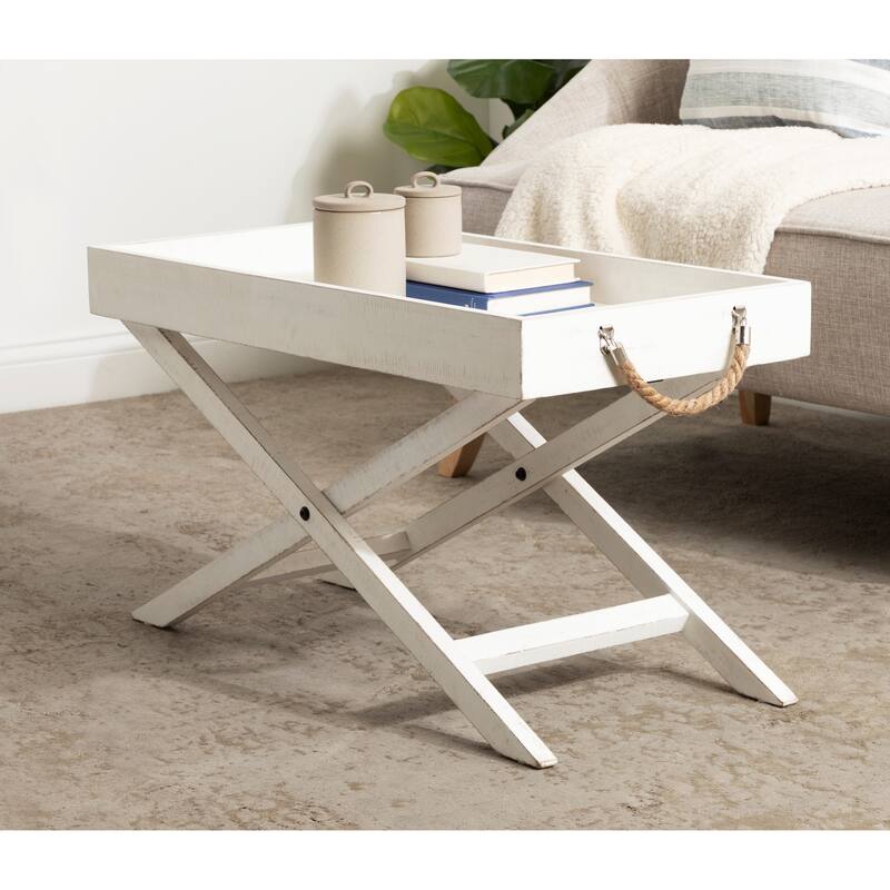 Kate and Laurel Bayville Wooden Tray Coffee Table - 32x16x18