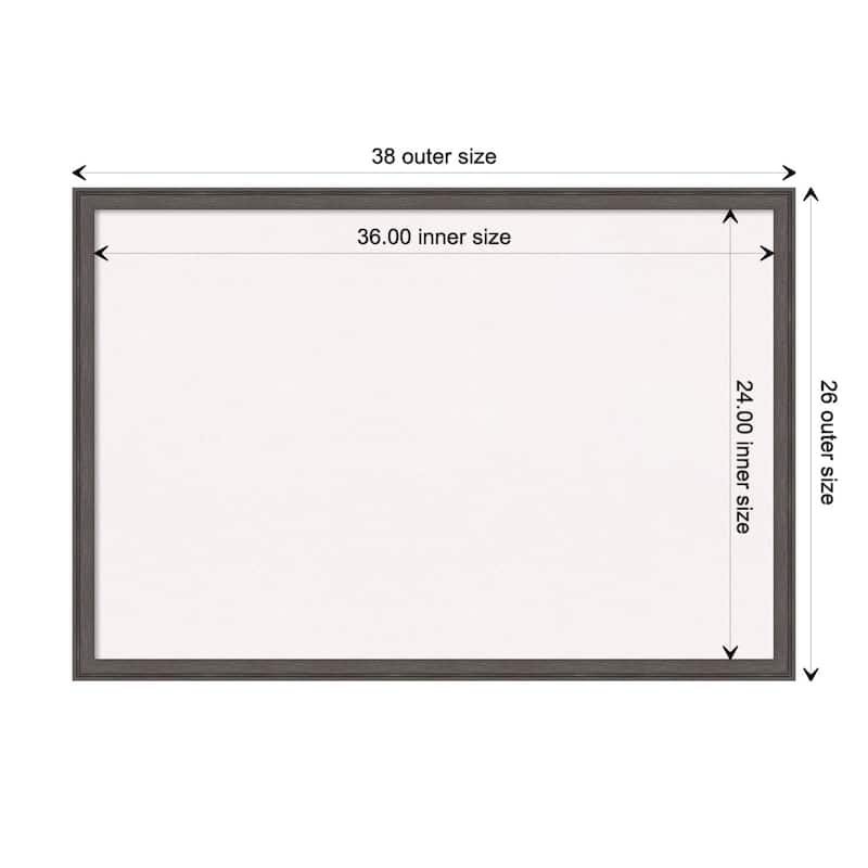 Florence Framed White Corkboard Bulletin Board - Florence Pewter - Board Size 36x24