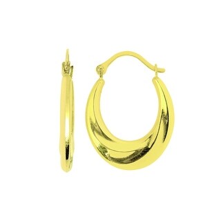 14Kt Yellow Gold 2X25X45mm Shiny Twisted Oval Hoop Earring with Hinged Clasp