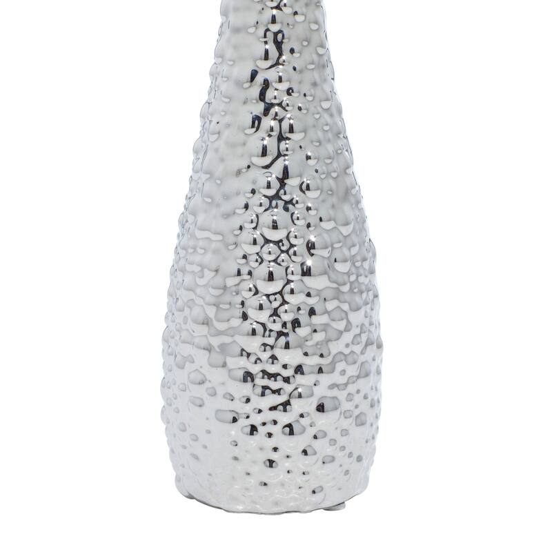 CosmoLiving by Cosmopolitan Sleek Ceramic Glam Vase with Varying Patterns (Set of 3) - Silver, Gold, Dark Blue, White