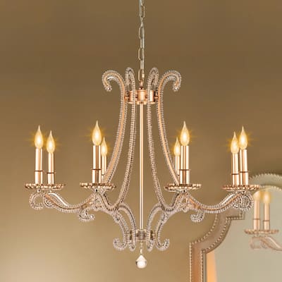 8-Light Modern Vintage Traditional Distressed Antique Brushed Glam Chandelier with Candle Accents