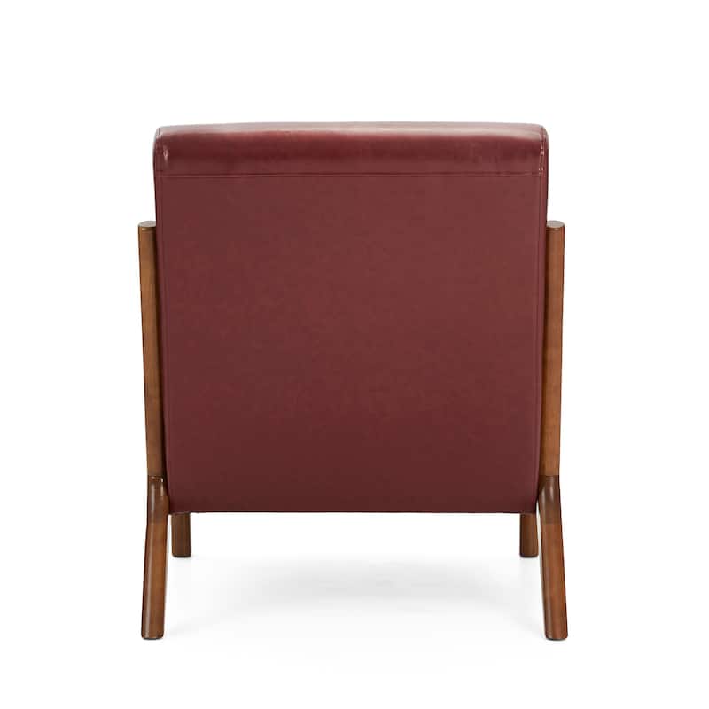Glitzhome Set of 2 30.75"H Mid-Century Modern PU Leather Accent Chairs with Cushion - 25.75"W x 33.75"D x 30.75"H