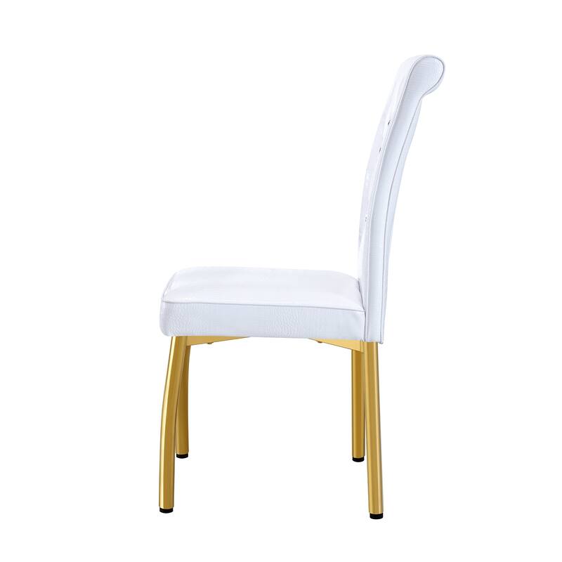 Set of 4, Retro alligator skin Upholstered dining chairs,with Crystal buckle design and Faux Leather design