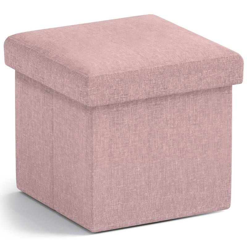 Small Foldable Square Storage Ottoman Cube - Pink