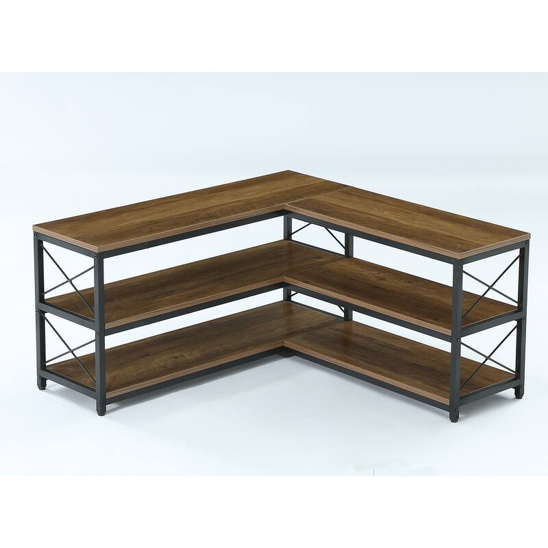 L-Shaped Shoe Rack Bench, 3-Tier Entryway Corner Bench with Shoe Storage