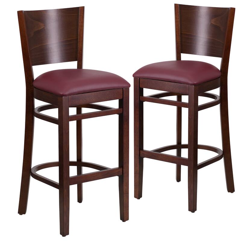 2 Pk. Lacey Series Solid Back Wooden Restaurant Barstool - 16.75"W x 18"D x 43.5"H - 16.75"W x 18"D x 43.5"H