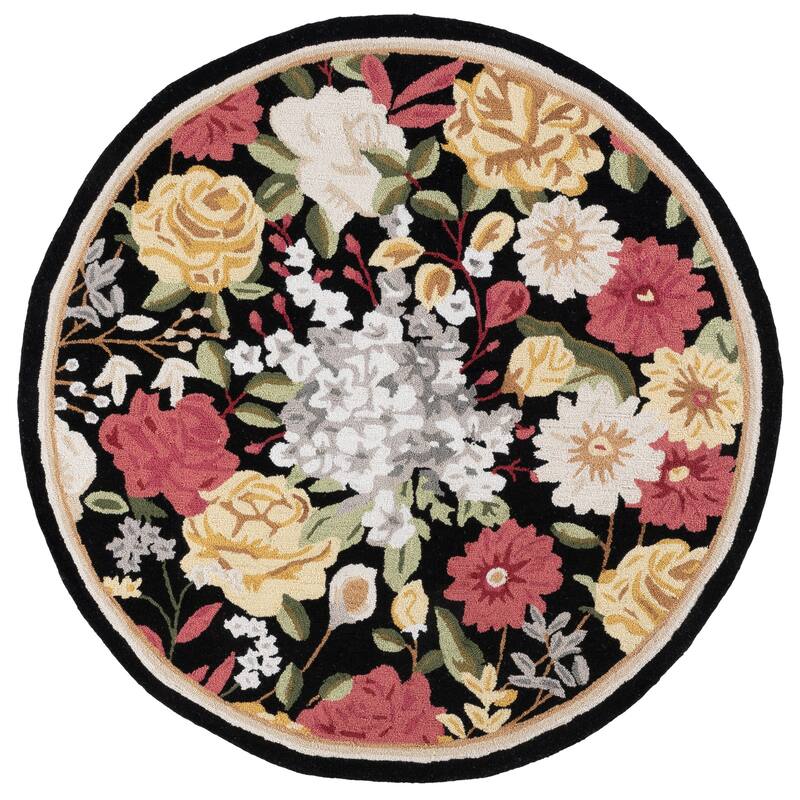 SAFAVIEH Handmade Jardin Michalina Rug - 6' Round - Black/Red